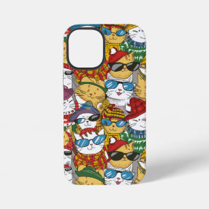 Coole Katzen in Mützen und Sonnenbrillen Muster iPhone 12 Mini Hülle
