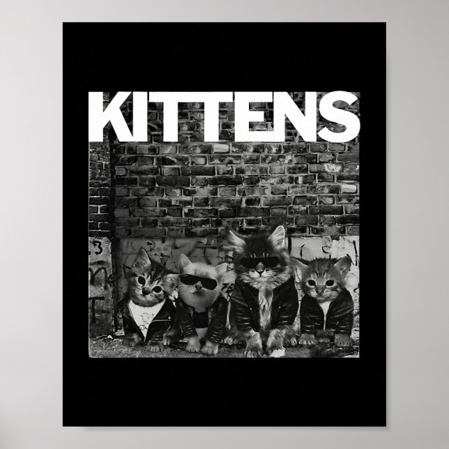 Coole Katzen Kätzchen Meow Punk Rock Band Funny Ca Poster (Vorne)