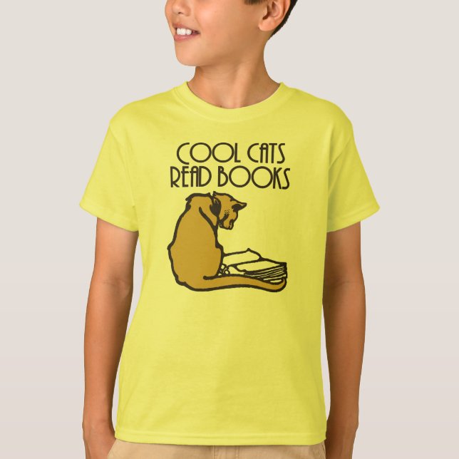Coole Katzen lasen retro Art der Bücher T-Shirt (Vorderseite)