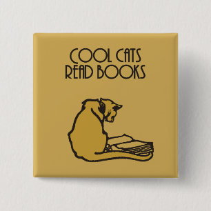 Coole Katzen lesen Bücher im Retro-Stil Button