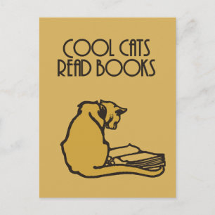 Coole Katzen lesen Bücher im Retro-Stil Postkarte