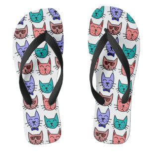 Coole Katzen mit Sonnenbrillen beugen Krawatten Flip Flops