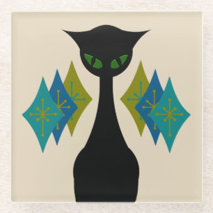 Coole Katzen-Mitte- des Jahrhundertsmoderner Glasuntersetzer