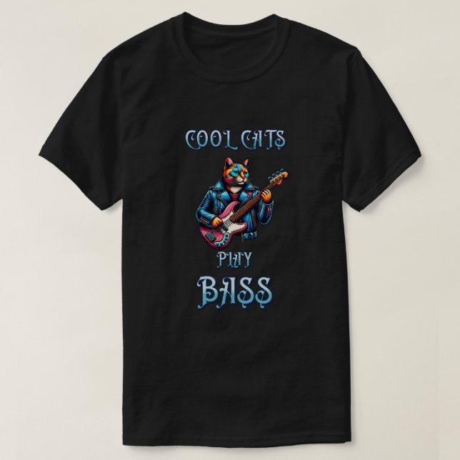Coole Katzen spielen Bass T-Shirt (Design vorne)