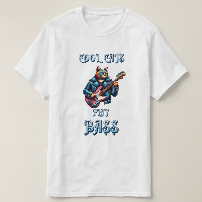 Coole Katzen spielen Bass T-Shirt (Design vorne)