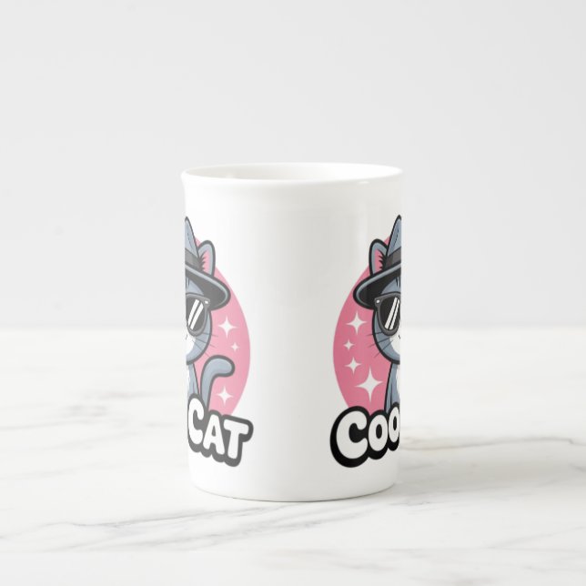 Coole Katzen-Vibes Prozellantasse (Vorderseite)
