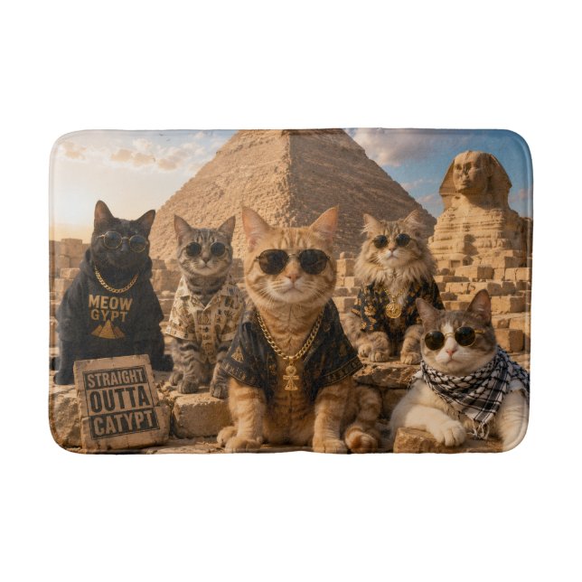 Coole Katzen vor der Pyramide Badematte! Badematte (Vorderseite)