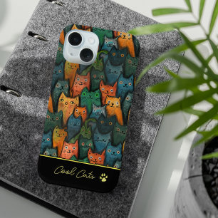 Coole Katzen Wasserfarbe Farbige Schwarz iPhone 15 Hülle
