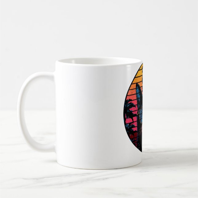 Coole Katzenbrille Vintage Synthwave Sonnenunterga Kaffeetasse (Links)