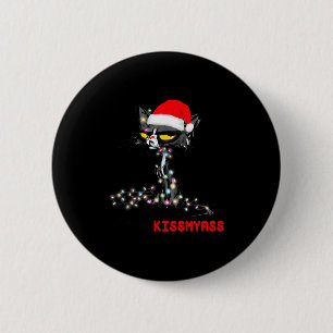 Coole Katzenmütze Froher Kuss auf mein Weihnachten Button