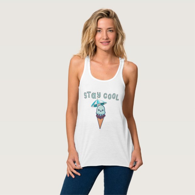 Coole Kawaii Funny Ice Creme bleibe Tank Top (Vorderseite Vollansicht)