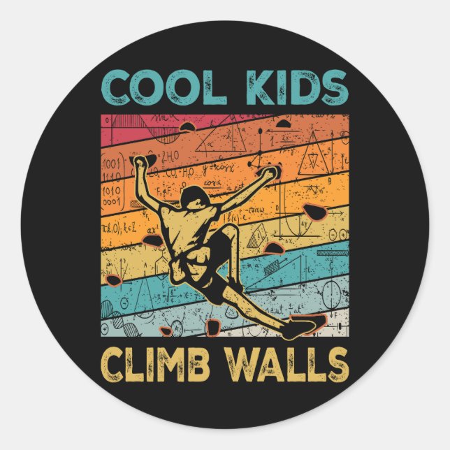 Coole Kids Climb Walls Extreme Sport Rock Klettern Runder Aufkleber (Vorderseite)