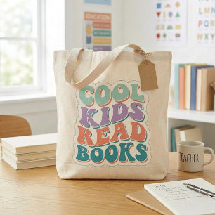 Coole Kids lesen Bücher - wellenförmiger Buchliebh Tragetasche