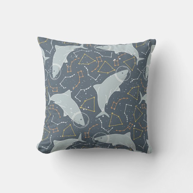 Coole Kids Space Shark Stars & Constellation Kissen (Vorderseite)