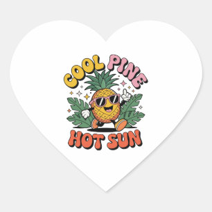 Coole Kiefer Heiße Sonne Retro Ananas Sommer Stimm Herz-Aufkleber