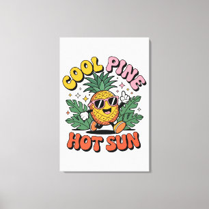 Coole Kiefer Heiße Sonne Retro Ananas Sommer Stimm Leinwanddruck