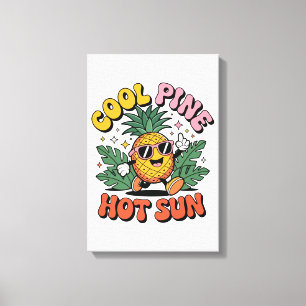Coole Kiefer Heiße Sonne Retro Ananas Sommer Stimm Leinwanddruck