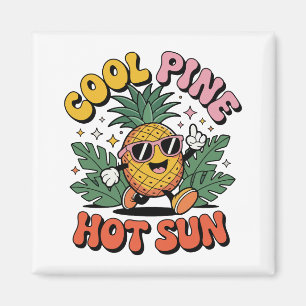 Coole Kiefer Heiße Sonne Retro Ananas Sommer Stimm Magnet