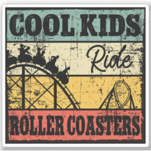 Coole Kinder fahren Achterbahn Lustige Achterbahn Aufkleber