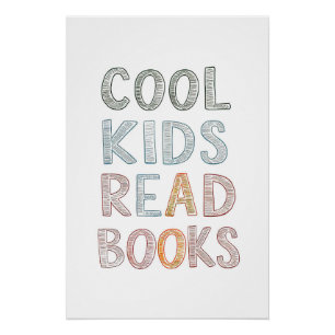 Coole Kinder lesen Bücher Inspiration für Kinder Poster