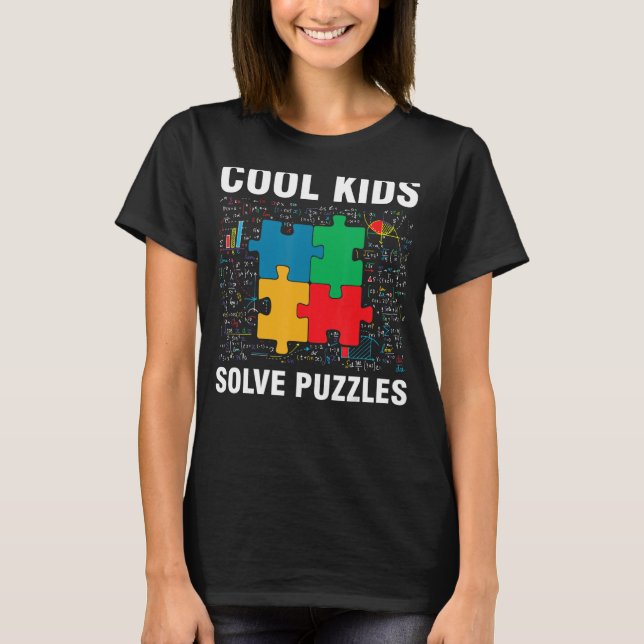 Coole Kinder lösen Puzzles Jigsaw Puzzles Math T-Shirt (Vorderseite)