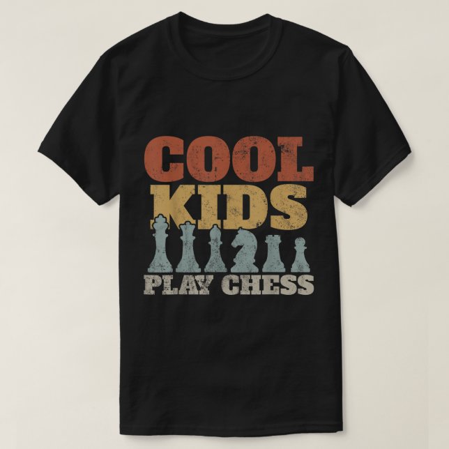 Coole Kinder spielen Schach-Design T-Shirt (Design vorne)