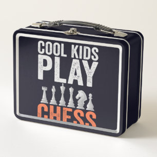 Coole Kinder spielen Schach Funny Schach Board Lie Metall Brotdose