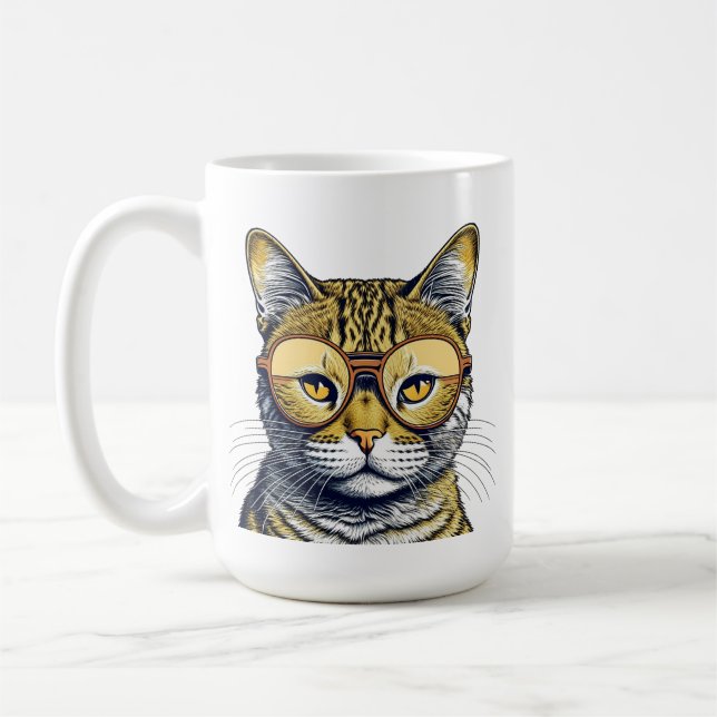 Coole Kitty Cat mit Brille Personalisiert Kaffeetasse (Links)