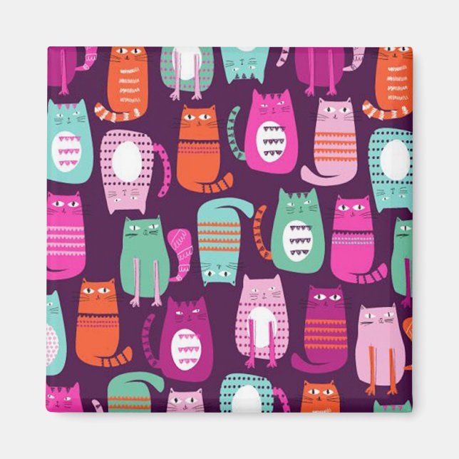 Coole Kitty Cat Print 2 Zoll Square Magnat Magnet (Vorne)