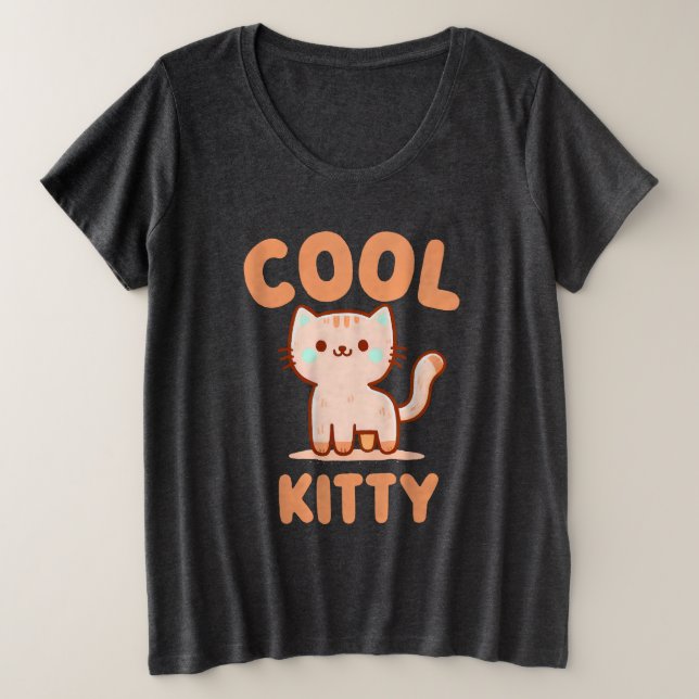 Coole Kitty Große Größe T-Shirt (Design vorne)