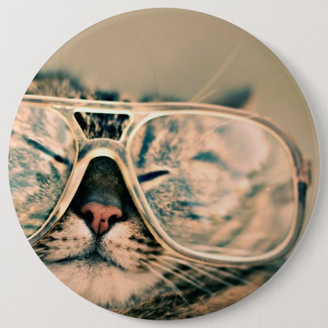 Coole Kitty in einer überdachten Brille Button (Vorderseite)