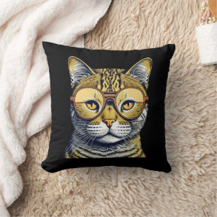 Coole Kitty-Katze mit Brille Kissen