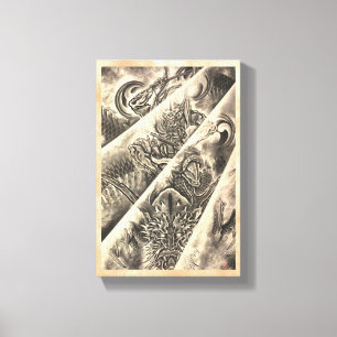 Coole klassische Vintage japanische Leinwanddruck