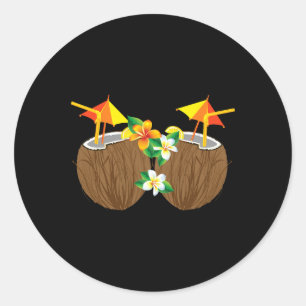 Coole Kokosgetränke Brust Funny Palm Tree Juice D Runder Aufkleber