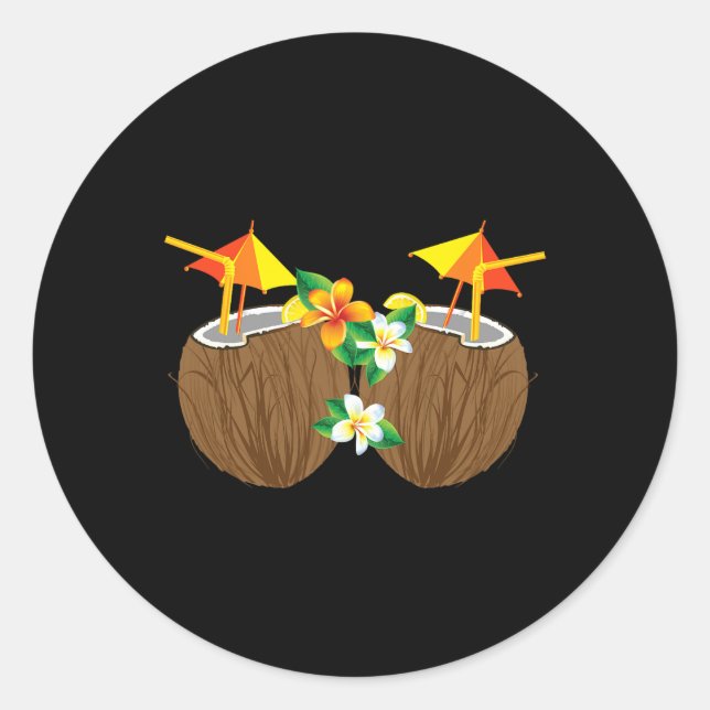 Coole Kokosgetränke Brust Funny Palm Tree Juice D Runder Aufkleber (Vorderseite)