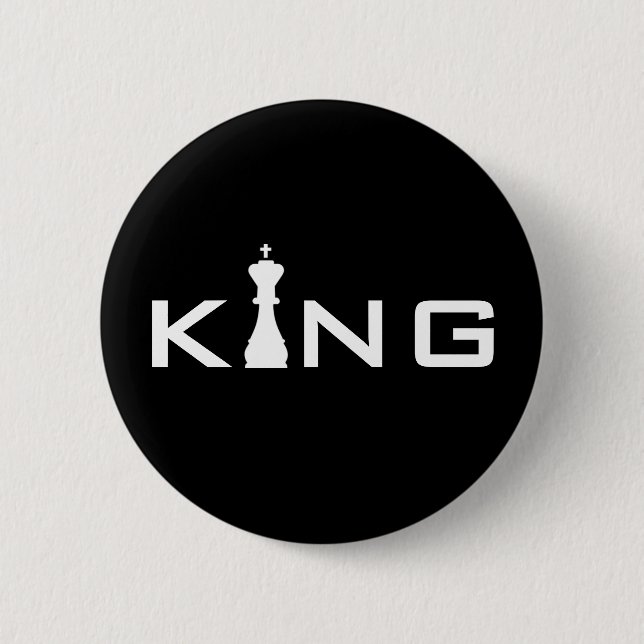 Coole König Typography Schachspieler Button (Vorderseite)
