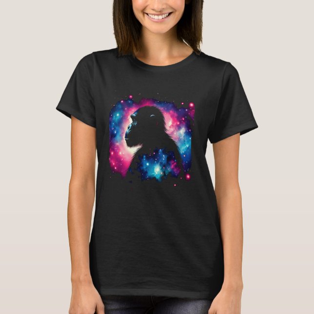 Coole Kosmische Bonobo Affen Galaxy Grafik Weltrau T-Shirt (Vorderseite)