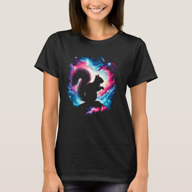 Coole Kosmische Eichhörnchen Galaxy Graphic Space  T-Shirt (Vorderseite)
