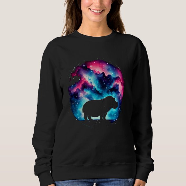 Coole kosmische Hippopotamus Galaxy Graphic Space  Sweatshirt (Vorderseite)