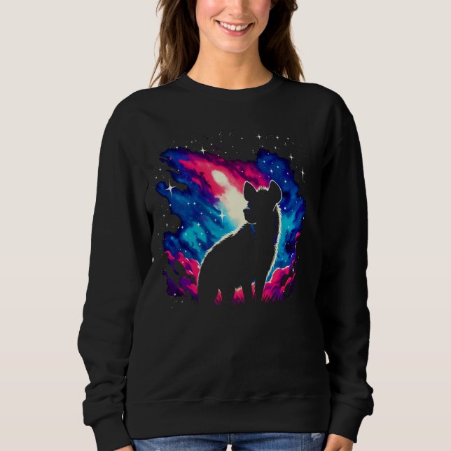 Coole kosmische Hyena Galaxy Grafik Kunst Sweatshirt (Vorderseite)