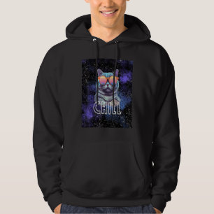Coole kosmische Katze Vibes Chill Cat im Weltraum  Hoodie