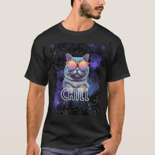 Coole kosmische Katze Vibes Chill Cat im Weltraum T-Shirt