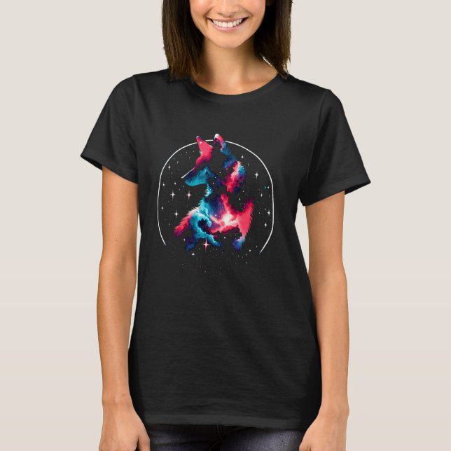 Coole kosmische Maned Wolf Galaxy Graphic Space Ar T-Shirt (Vorderseite)