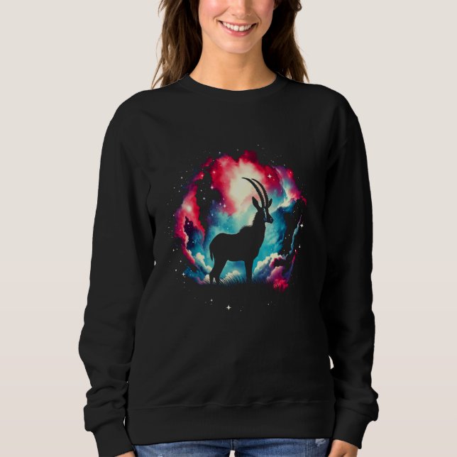 Coole kosmische Roan Antelope Galaxy Graphic Space Sweatshirt (Vorderseite)
