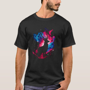 Coole kosmische Rote Hirsche Galaxie Grafik Kunst T-Shirt