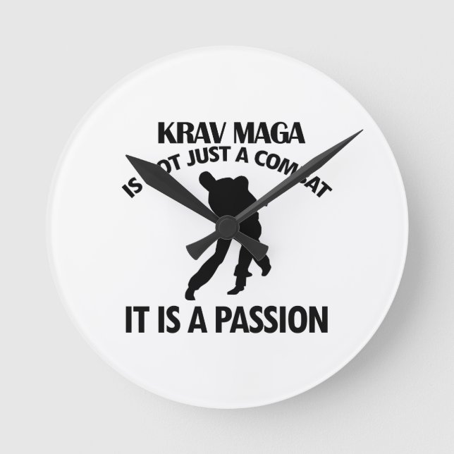 coole KRAV MAGA ENTWÜRFE Runde Wanduhr (Vorderseite)