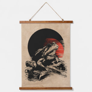 Coole Kröte Wabi Sabi Art Vintage-japanischer Fr Wandteppich Mit Holzrahmen