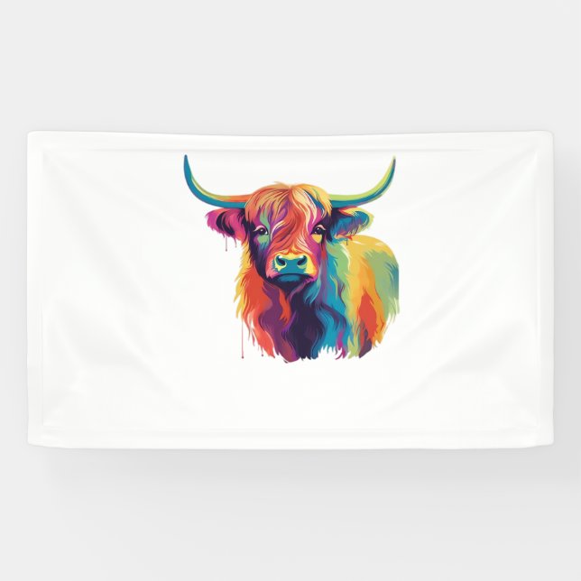Coole Kuh im Wiesenklassik-T - Shirt Banner (Horizontal)