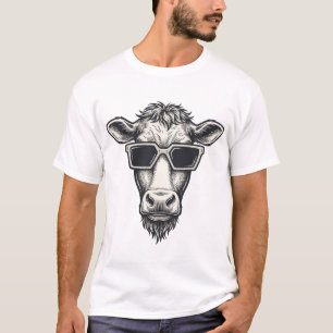 Coole Kuh Sonnenbrille Vintage Gravur Vektor Desig T-Shirt