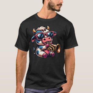 Coole Kuh spielt Trompete mit T-Shirt